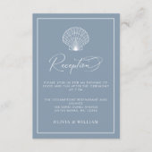 Dusty Blue Seashell Beach Wedding Empfang Begleitkarte (Vorderseite)