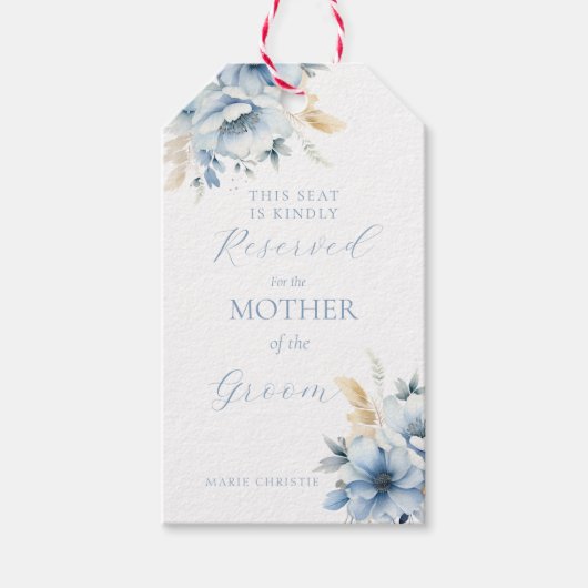 Dusty Blue Seating reserviert für Mutter von Groom Geschenkanhänger (Vorderseite)