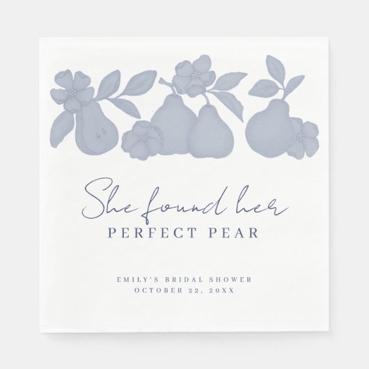 Dusty Blue She fand ihre perfekte Pear Bridal Show Serviette (Vorderseite)