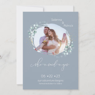 Dusty Blue She Said Yes Foto Save The Date