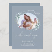 Dusty Blue She Said Yes Foto Save The Date (Vorne/Hinten)