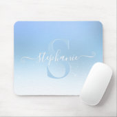 Dusty Blue Shimmer Sparkle Glitzer Monogram Mousepad (Mit Mouse)