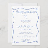 Dusty Blue Sie bindet das Brautparty des Knotens B Einladung (Vorderseite)