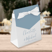 Dusty Blue Signature Script Elegante Hochzeit Geschenkschachtel