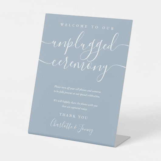 Dusty Blue Signature Script nicht angeschlossen Ze Sockelschild (Vorderseite)