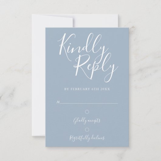 Dusty Blue Signature Script Simple Modern UAWG RSVP Karte (Vorderseite)