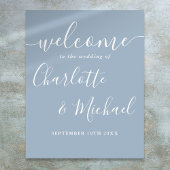 Dusty Blue Signature Script Wedding Welcome Sign Poster