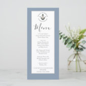 Dusty Blue silber grau, nautische Themenhochzeit Menükarte (Stehend Vorderseite)