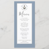 Dusty Blue silber grau, nautische Themenhochzeit Menükarte (Vorderseite)
