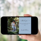 Dusty Blue Silber Hochzeit Foto Dankeschön Karte