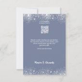 Dusty Blue silber QR Hochzeit Foto Dankeschön Kart Einladung (Rückseite)