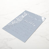 Dusty Blue & Silver Brautparty Brunch & Bubbly Folieneinladung (Gedreht)