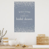 Dusty Blue Silver Confetti Brautparty Poster (Küche)
