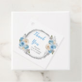 Dusty Blue Silver Elegant Flowers Birthday Party Geschenkanhänger (Beispiel)