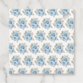 Dusty Blue Silver Elegant Flowers Birthday Party Geschenkanhänger (Rückseite)