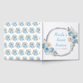 Dusty Blue Silver Elegante Blume 16 . Geburtstag Gästebuch (Voll)