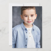 Dusty Blue Silver First Holy Communion Foto Einladung (Rückseite)