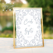 Dusty Blue Silver Floral Lace Wedding Card & Gift Poster