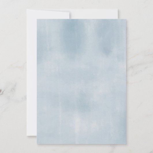 Dusty Blue Silver Floral Mexikanischer Boy Taufe Einladung (Rückseite)