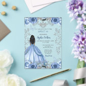 Dusty Blue Silver Floral Princess SWEET 16 Acryleinladungen (In Situ (Hochzeit))