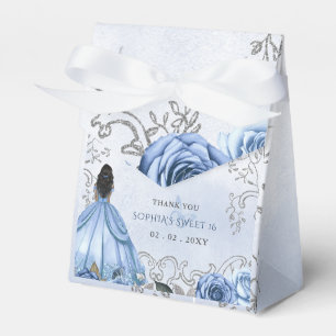 Dusty Blue Silver Floral Princess SWEET 16 Geschenkschachtel