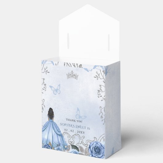 Dusty Blue Silver Floral Princess SWEET 16 Geschenkschachtel (Geöffnet)
