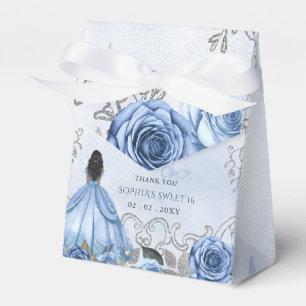 Dusty Blue Silver Floral Princess SWEET 16 Geschenkschachtel