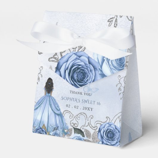 Dusty Blue Silver Floral Princess SWEET 16 Geschenkschachtel (Vorderseite)