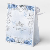 Dusty Blue Silver Floral Princess SWEET 16 Geschenkschachtel (Rückseite)