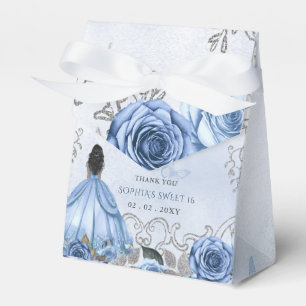 Dusty Blue Silver Floral Princess SWEET 16 Geschenkschachtel