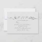 Dusty Blue Silver Floral RSVP Card Karte (Vorderseite)