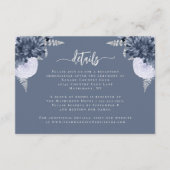 Dusty Blue Silver Floral Wedding Details Begleitkarte (Vorderseite)