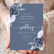 Dusty Blue Silver Floral Wedding
