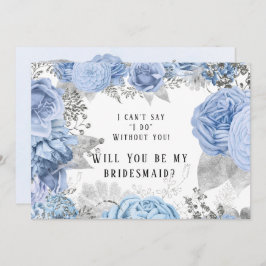 Dusty Blue Silver Floral werden Sie meine Bridesma Einladung
