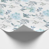 Dusty Blue & Silver Florals | Wasserfarbe Geschenkpapier (Ecke)