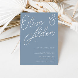 Dusty Blue | Silver Foil Script Wedding Folieneinladung