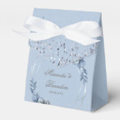 Dusty Blue Silver Geometric Floral Wedding Geschenkschachtel (Vorderseite)