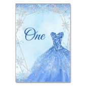 Dusty Blue Silver Geometric Quinceañera Tischnummer (Rückseite)