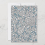 Dusty Blue Silver Glitzer Aquarell Blumenstrauch Einladung (Rückseite)