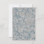 Dusty Blue Silver Glitzer Aquarell Blumenstrauch RSVP Karte (Rückseite)
