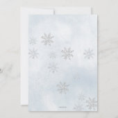 Dusty Blue Silver Glitzer Dress Winter Quinceañera Einladung (Rückseite)