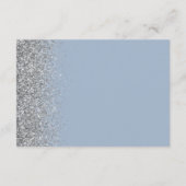 Dusty Blue Silver Glitzer Edge Wedding Details Begleitkarte (Rückseite)