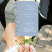 Dusty Blue Silver Glitzer Edge Wedding Program Fächer