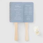 Dusty Blue Silver Glitzer Edge Wedding Program Fächer (Vorne und Hinten)