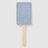 Dusty Blue Silver Glitzer Edge Wedding Program Fächer (Rückseite)
