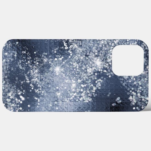 Dusty Blue Silver Glitzer Funkelnd Case-Mate iPhone Hülle (Rückseite (Horizontal))