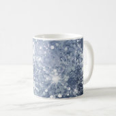 Dusty Blue Silver Glitzer Funkelnd Kaffeetasse (VorderseiteRechts)