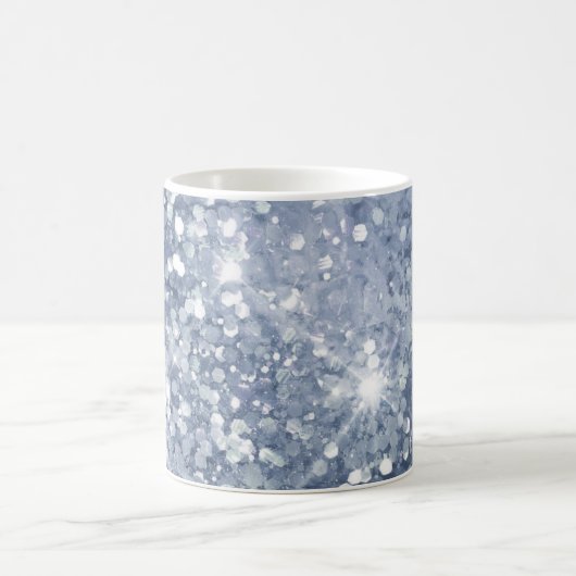 Dusty Blue Silver Glitzer Funkelnd Kaffeetasse (Mittel)