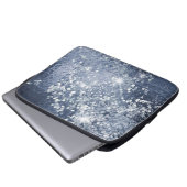 Dusty Blue Silver Glitzer Funkelnd Laptopschutzhülle (Vorne Knopf)