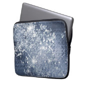 Dusty Blue Silver Glitzer Funkelnd Laptopschutzhülle (Vorderseite Links)